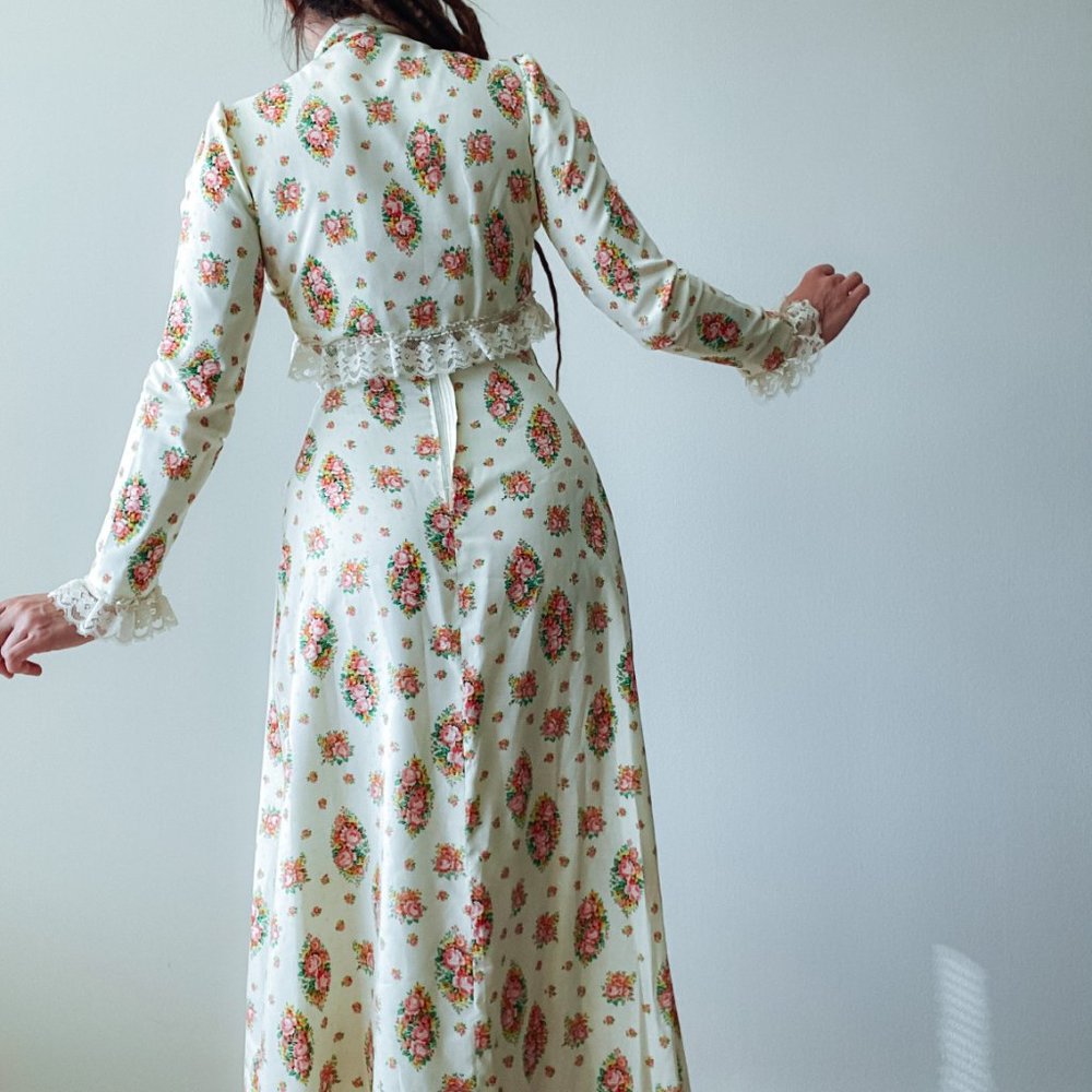 VINTAGE XS HALTER TOP MAXI DRESS WITH BOLERO TOP - Picture 4 of 9